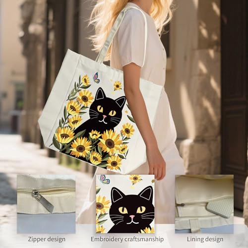 Bolso tote estético de lona SUNWISHA — bolso reutilizable espacioso para hombro, para mujeres, ideal para compras, trabajo, gimnasio y viajes miniatura 5