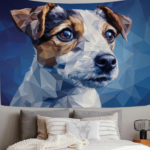 Tapisserie murale Jack Russell bleu 230x150 cm pour décoration de salon