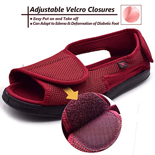 W&LESVAGO Women's Open Toe Diabetic Slippers Width Adjustable, Arthritis&Edema Shoes for Swollen Feet MS6010W3