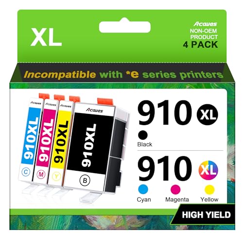 Acaves 910XL Ink Cartridges for HP Printers Compatible with HP 910 Ink...