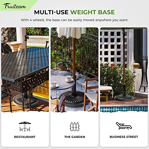 Image of FRUITEAM 15 inch 23 lbs Round Patio Umbrella Base Pre-Filled Umbrella Stand Sun-Flower-Pattern Heavy Duty Market Umbrella Base Stand for Patio, Outdoor, Swimming Pool, Black