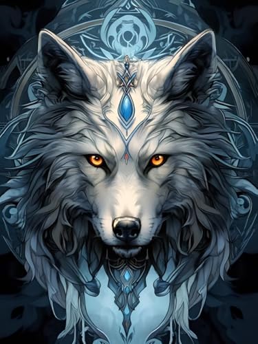 Diamond painting loup blanc 5D DIY peinture diamant complet 50x70
