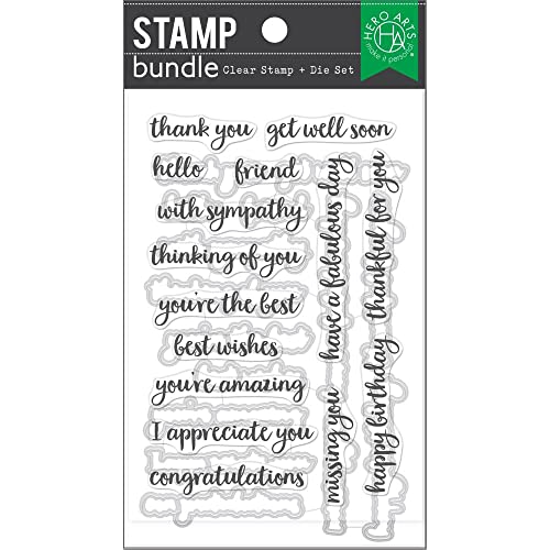 Hero Arts SB350 Friendly Messages Bundle Clear Stamp Set with Mat...