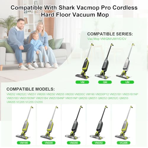 Image of Vacmop Mop Vac Pads for Shark - Reusable Vacuum Spray Mop Pad Refills for Shark Vacmop Replacement VM252 VM200 VM200p12 VMP30 VM190 VM250 Cleaner Heads - Hard Floor Mopvac Mopping Pads Wet Dry 10pack