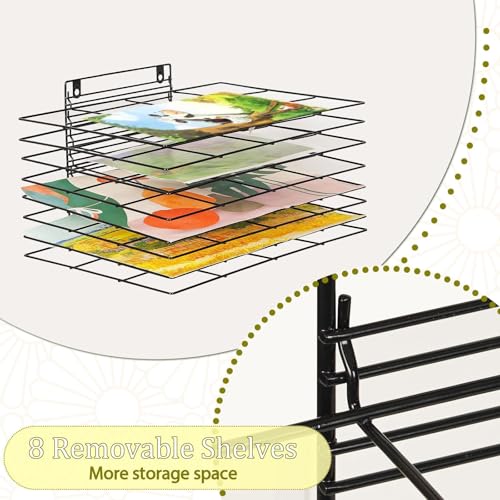 Image of Art Drying Rack for Classroom Paint Drying Rack Small Art Drying Rack Wall Art Storage Rack with 8 Removable Shelves for Classrooms and Art Studios (Black, 8 Shelves)