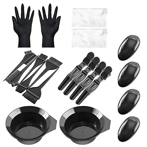 20 Pieces Hair Dye Brush and Bowl Set, Disposable Capes Hair Salon, Hair Dye Brush, Hair Dye Gloves, Hair Dye Combs Ear Cover for Hair Bleaching Coloring DIY Salon