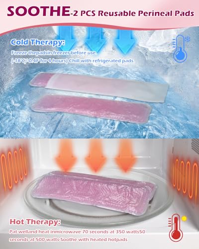 Postpartum Essentials Kit - Peri Bottle,Perineal Ice Packs,Perineal Healing Foam,Disposable Underwears,Cooling Pad Liners,Bath Salts,Canvas Bag,Card,Postpartum Gifts for Mom - Image 6