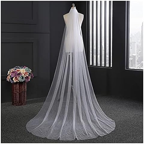 YYOBK Ts Weiße Elfenbein Doppelfarbe Optionale Hochzeit Langer Schleier Cover