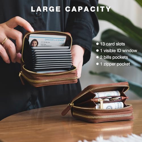 Small Wallet Women, Credit Card Holder for Women, Leather Slim Wallet, Mini Travel RFID Blocking Card Case Wallet, Cute Ladies Wallet Purse with Zipper Pocket3