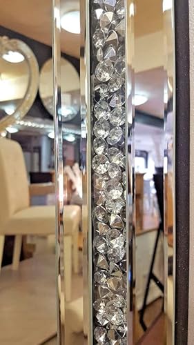DEENZ Rectangle Gatsby Crushed Diamond Crystal Glass Silver Frame Bevelled Wall Mirror 120x40cm Can be Hang Both Way - Image 7