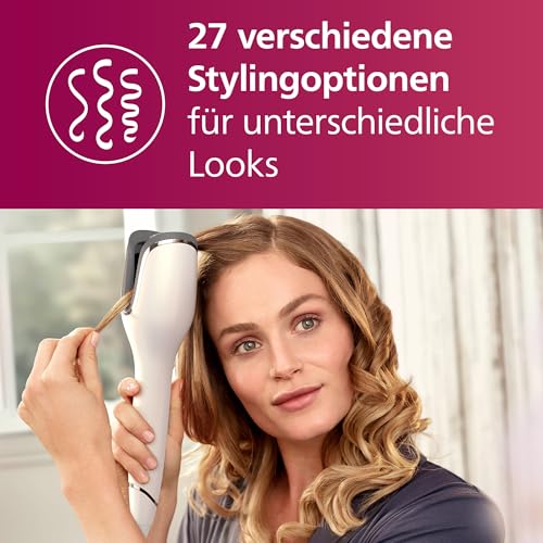 Philips automatischer Lockenstab 8000 Series, Lockenwickler/Curler mit MoistureProtect Technologie, 27 verschiedene Stylingoptionen, Weiß… – Ansicht 5