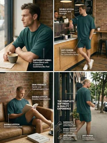 Image of Kvetoo Men Cotton T Shirt and Shorts Set Co Ord Set for Men Summer Casual Lounge Wear Gym Workout T Shirt Shorts Combo Half Sleeve Comfortable Cotton Outfit