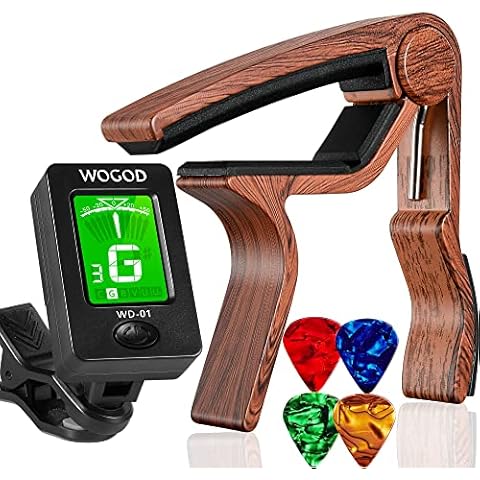 Guitar Capo and Tuner Set with Rosewood Color Design Cover