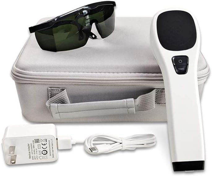 Red Light Device for Muscle Reliever, Knee, Shoulder, Back, Infrared Light Therapy Pain Relief Device with 650nm and 808nm, Hand Held Unit with Goggle (Four*808nm)