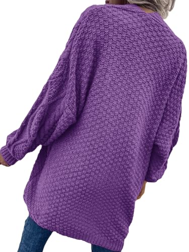 Image of Dyexces Womens Oversized Cable Knit Long Sleeve Lantern Cardigan Sweaters