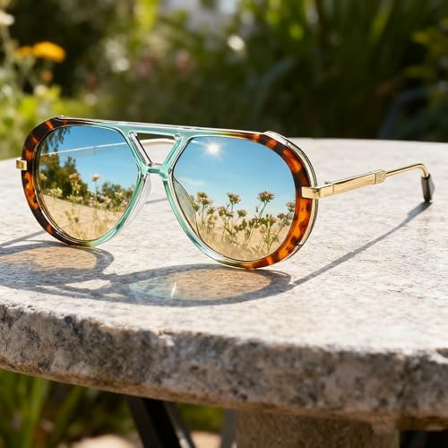 bullabulling Oversized Pilot Sunglasses For Women Fashion Big Frame Sun Glasses Trendy Metal Frame Oval Shades4