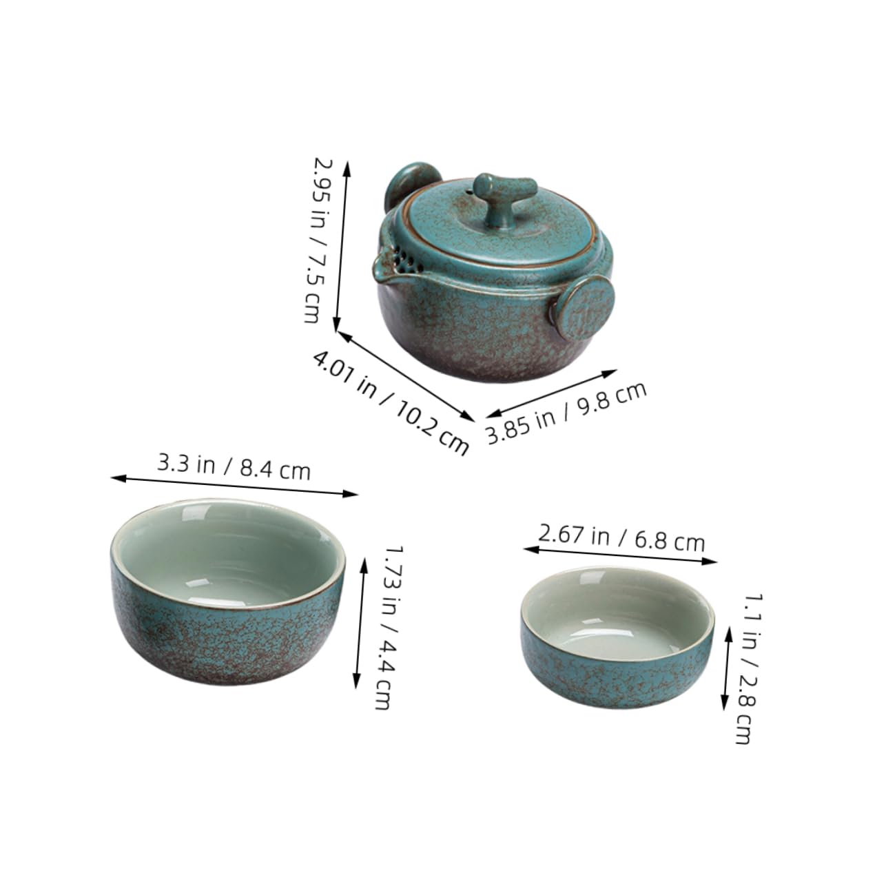 Teekanne Tee Geschenk Satz Satz Tragbares mit Stövchen und Tassen aus Keramik Chinesisches Reise Teeset für Erwachsene für Unterwegs und Tee Partys