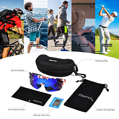 Psatcl Polarized Sunglasses For Men Women, Uv400 Outdoor Sports Windproof Cycling Sunglasses For Baseball, Running, Golf (Dark Blue Lens) #TOP6