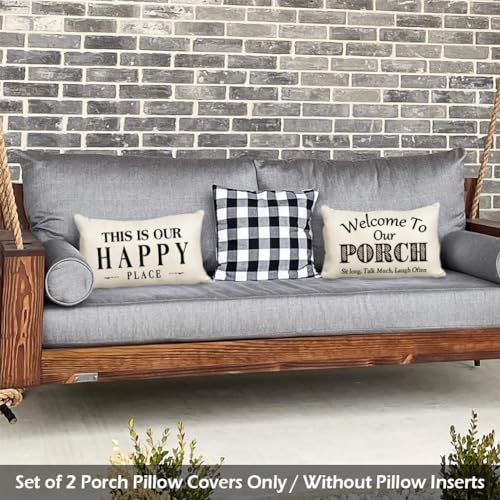 Jojogogowelcometoourporchoutdoorlumbarpillowcoverswaterproof12x20setof2decorativeoutdoorlumbarpillows12x20frontporchdecorpatiofurniturepillowsthisisourhappyplace Urban Country Home Decor Jojogogo welcome to our porch outdoor lumbar pillow covers waterproof 12×20 set of 2 decorative outdoor lumbar pillows 12 x 20 front porch decor patio furniture pillows this is our happy place urban country home decor