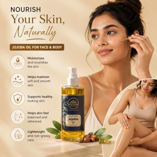 Image of Jojoba Oil Cold Pressed 100% Pure & Natural (50 ml) For Face, Hair, Skin, Body