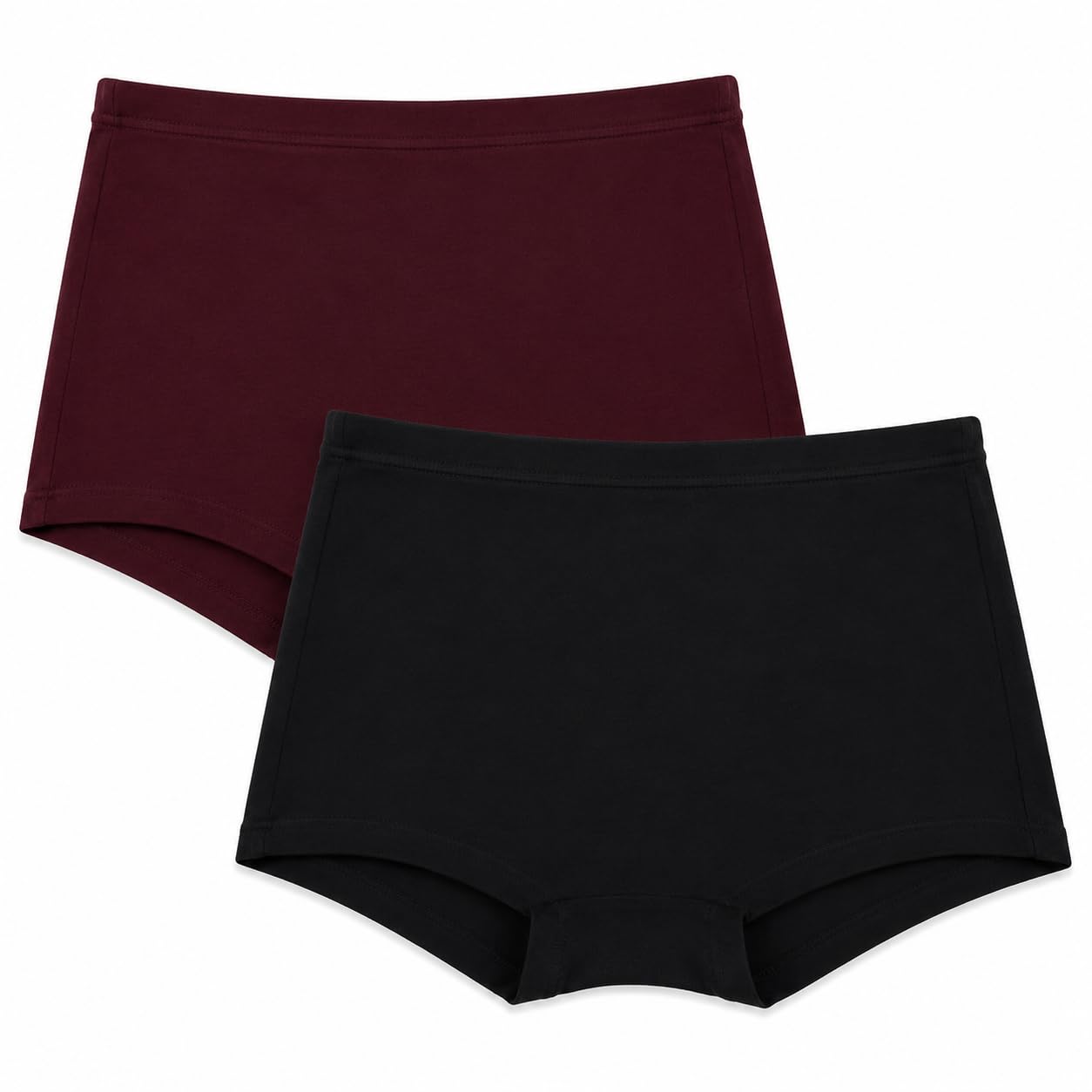 women's cotton boy shorts panties pack of 2 (black & maroon) | high waist full coverage hipster briefs | soft stretch breathable innerwear | xxl