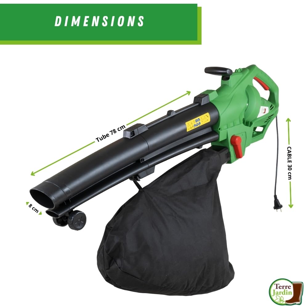 Aspirateur Souffleur Broyeur Électrique 3 en 1 3000 W 270 km/h Sac 45 L