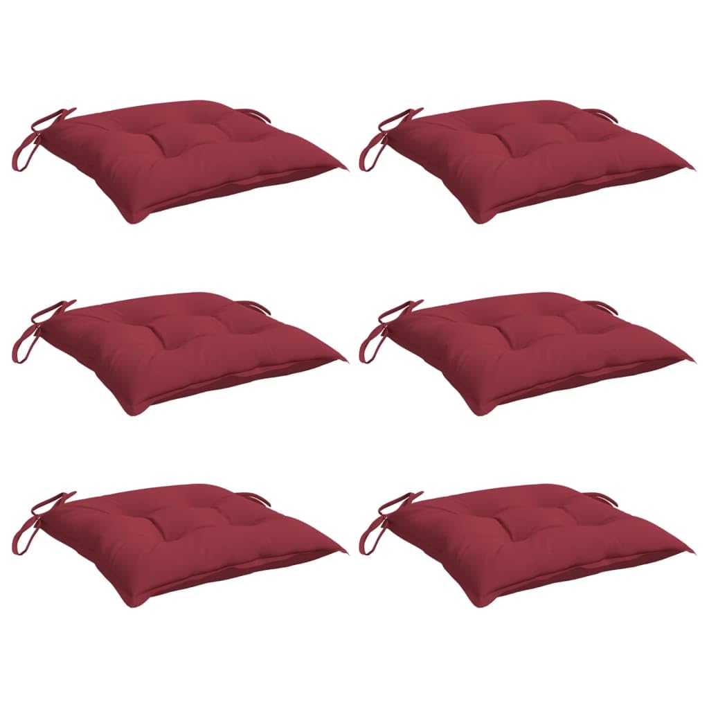 vidaXL Lot de 6 Coussins de Palette, Galette de Siège Imperméable, Coussin de Jardin, Décoration d'Extérieur Terrasse, Rouge Bordeaux 50x50x7 cm