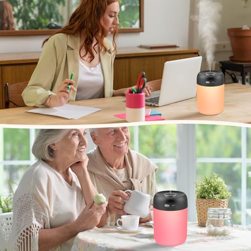 Image of Portable Small Humidifier, 650ml Colorful Mini Humidifier for Bedroom, Office Desktop, Baby Room, Plants, Cool Mist Humidifiers(Black)
