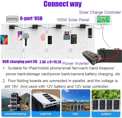 8000W Solar Inverter Kit - 12V/24V/48V/60V to 110V/220V Converter with 30A Charge Controller & 100W Solar Panel - Ideal for Home & Outdoor Power Solutions