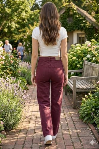 Image of Women Jeans Wide Leg High Waist Straight Fit Casual Pants - Everyday Comfort & Trend Style