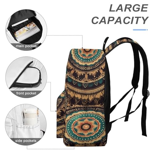 Mandala Printed Backpack Water-Resistant Pack Stylish Bag Lightweight Travel Backpack4