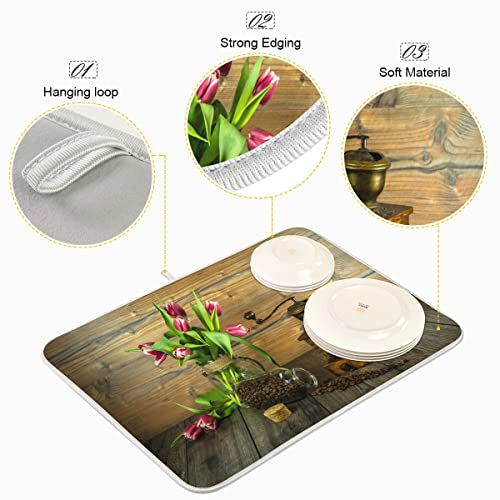 Vvfelixl G64226877P523C558S1113 Coffee Mat Retro Still Life Drying Mat Coffee Cup Spill Mats Microfiber Coffee Maker Mat thumb #4