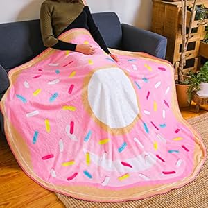 Longrich 3D Realistic Donut Blankets 60 inches for Adult & Kids, Soft Warm Polyester Throw Blanket, Funny Gifts Decoration Bed, Couch Home, Pink Party Sprinkle, DBKT-P-SPRINKLE-60-A, Medium Size