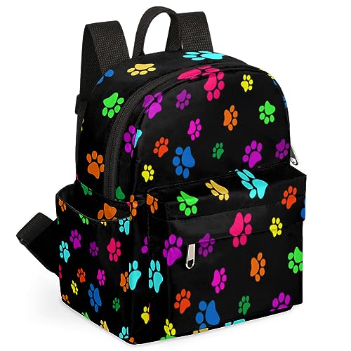 Mini Backpack Purse for Women Girls, Colorful Dog Cat Paw Print Small Backpack Paw Print Lightweight Casual Travel Bag Daypack for Teens Kids School Adult4