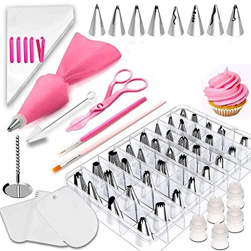 83 pcs Suministros de decoración de pasteles, Kit de herramientas de decoración Boquillas de repostería giratoria Para bolsas de crema pastelera Boquillas de tubería de hielo Consejos para hornear Cover