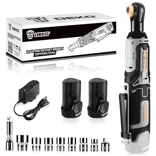 DEKOPRO Cordless Ratchet Wrench Set 3/8' Cordless Electric Ratchet Drive, 12V Power Ratchet Wrench...