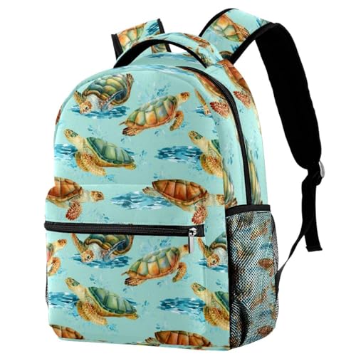 Sac à dos d'école tortue de mer multicolore 40cm pour filles et garçons