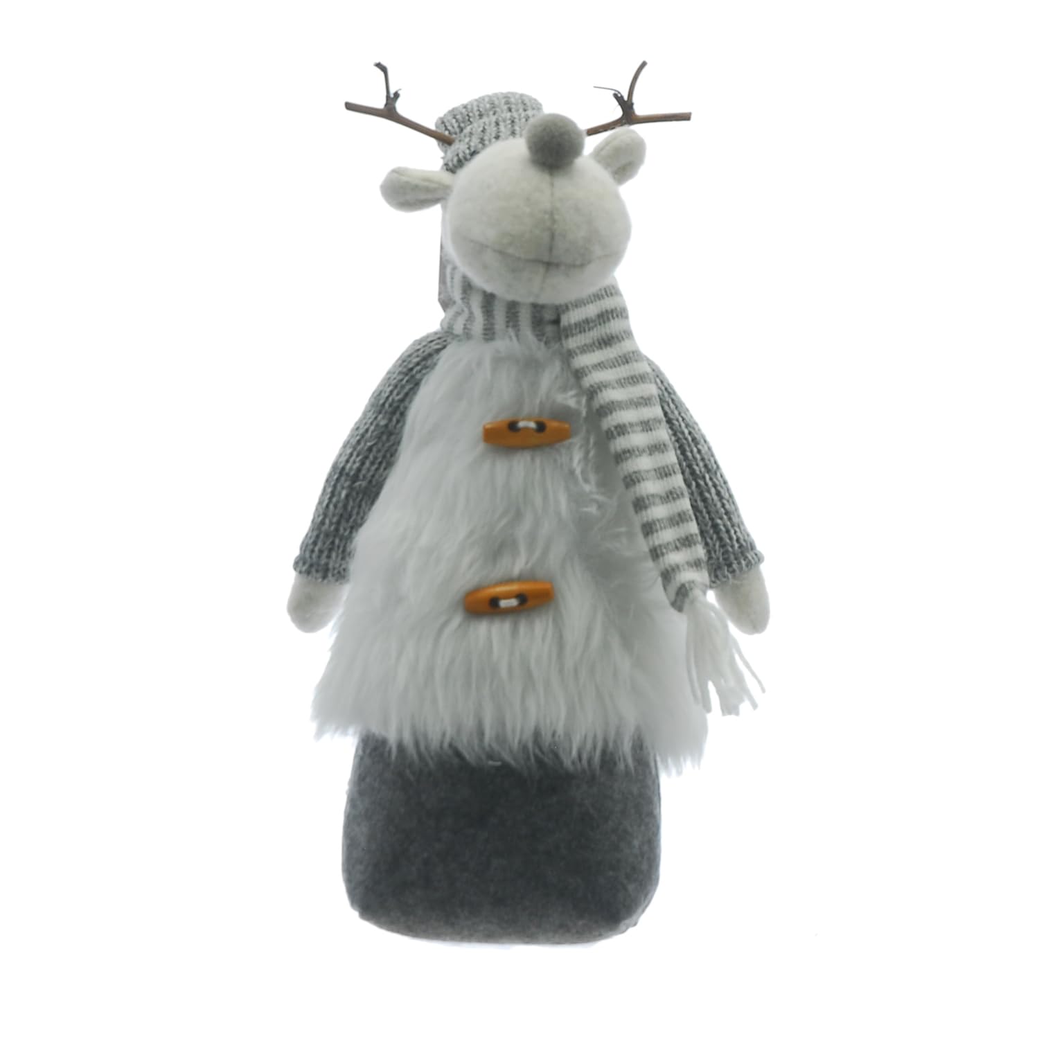 Festive Productions 30cm Grey and White Sitting Reindeer Christmas Decoration Festive Décor Xmas Centerpiece Plush Gift