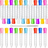 Liquid Droppers, 30 Pcs 5ml Medicine Droppers for Kids, Silicone Pipettes Dropper with 1 Clean Brush, Small Plastic Eye Dropper for Kids Medicine, Candy Mold, Gummy Bear, Gelatin, Oil, Crafts
