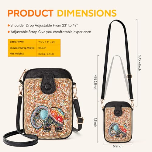 Image of Women's Small Crossbody Cell Phone Bag, Boho Colorful Beaded Purse Wallet with Handmade Cute Patterns