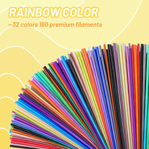 Image of 160Pcs 32 Colors PCL 2.5mm 3D Low Temperature Pen Filament Refill | Compatible with 3Doodler Start+, Low Temperature Filament, 15cm x 10pcs Total 2400cm, Safe & Easy-Use Refill