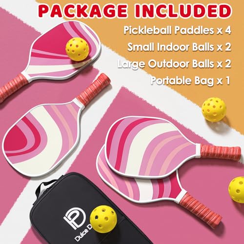 image for DULCE DOM Pink Pickleball Paddles Set of 4, Women Pickleball Equipment