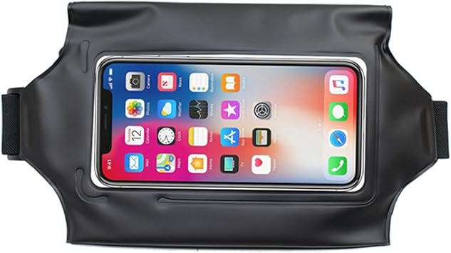 Amazon Allega ランニングポーチ スマホポーチ 防水バッグ ウエストバッグ 防水ポーチ 生活防水 タッチスクリーン操作可能 ブラック 伸縮性ベルト 収納 多用途 山登り 釣り ジム ランニング 防災バッグ Allega スポーツ アウトドア