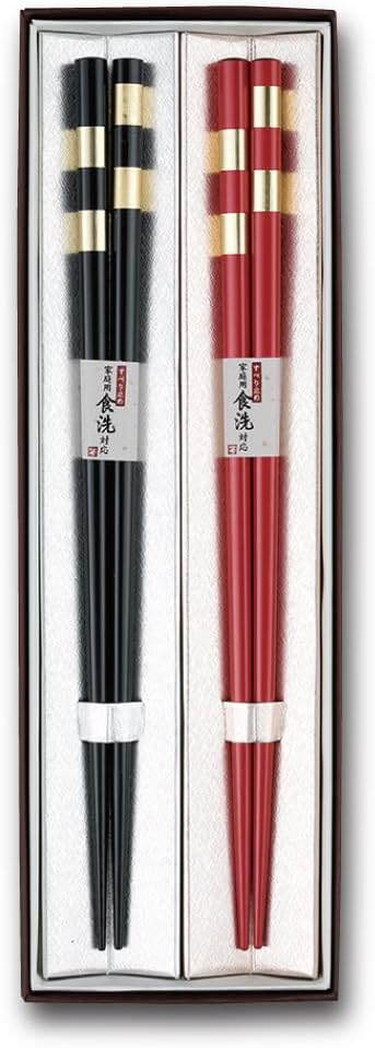 Premium Japanese Chopsticks Reusable 2pcs set [ Made in Japan ] Traditional Lacquer Art Wooden Chopsticks (Flower Navy/Purple(YM204))