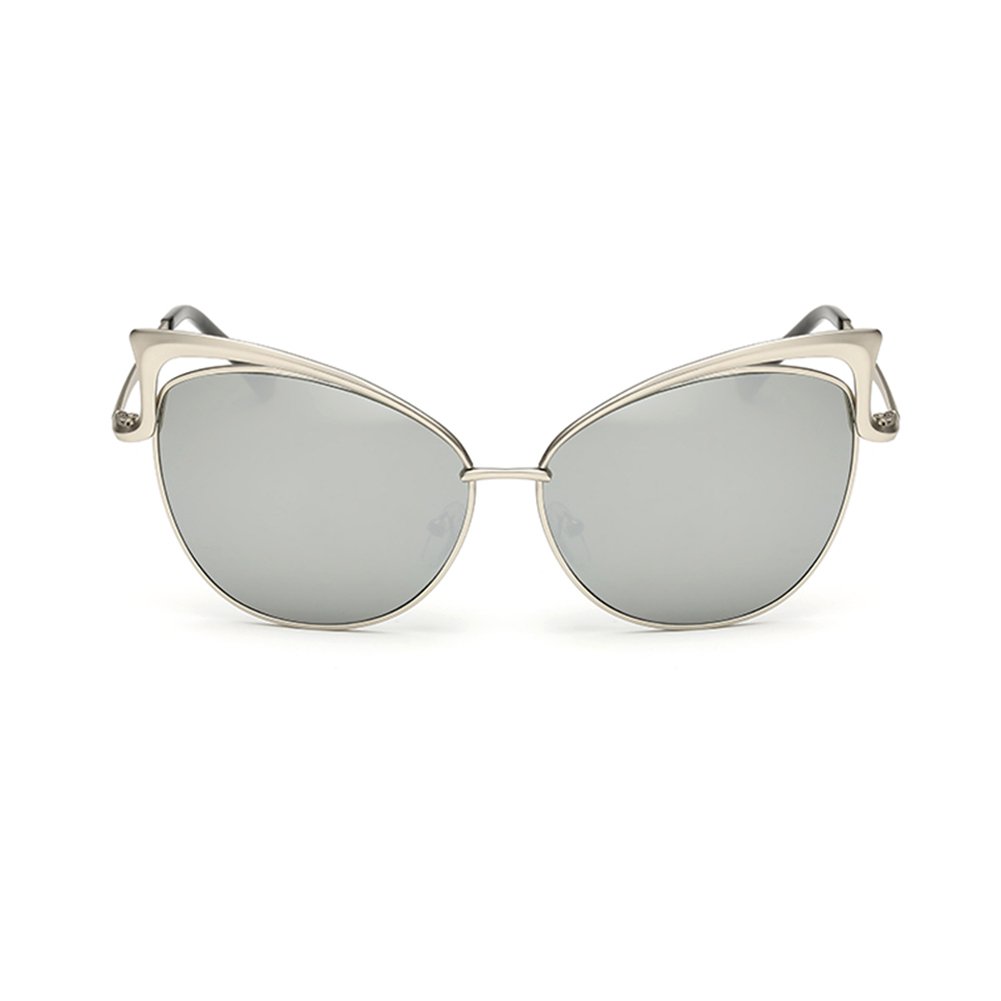 Women's Fashion Vintage Cat Eye Sunglasses (Silver, Silver)