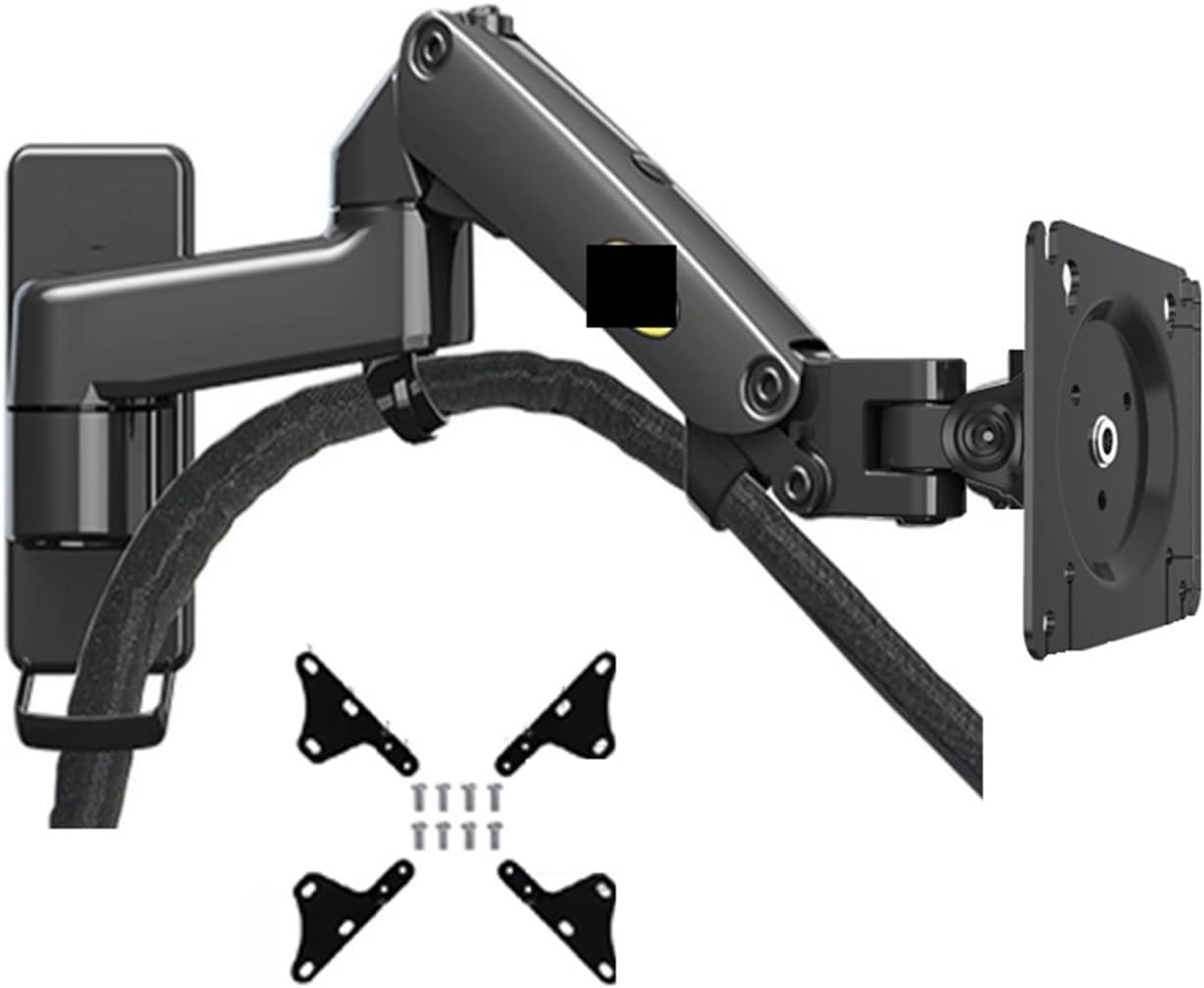 Full Motion Gas Spring Wall Mount Bracket for 17"-35" Monitors & TVs, Supports 3-12kg, Fits Models, Includes Adapter, Adjustable LCD Holder