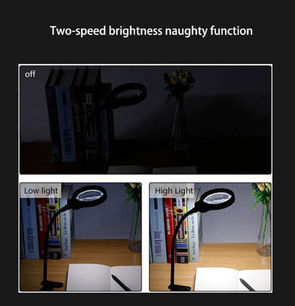 Lente di ingrandimento con Luce - 2 in 1 Lampada da Tavolo con Morsetto Lampada da scrivania a Risparmio energetico a LED Luce Diurna Ultra Luminosa Ottima per la Lettura Artigianato Banco da Lavoro-