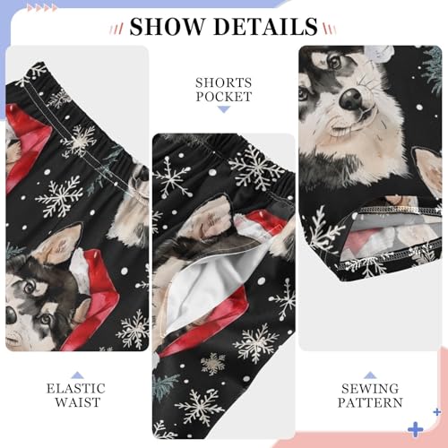 Husky Pine Branches Boys Long Pants Soft Trousers Elastic Waist Kids Lounge Bottoms with Pockets S-XL4