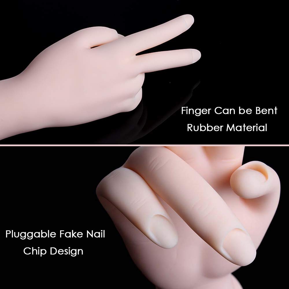LABRENS Practice Hand for Acrylic Nails, Fake Hand for Nails Practice, Flexible Movable Fake Hand Manicure Practice Tool, Nail Art Training Practice 1