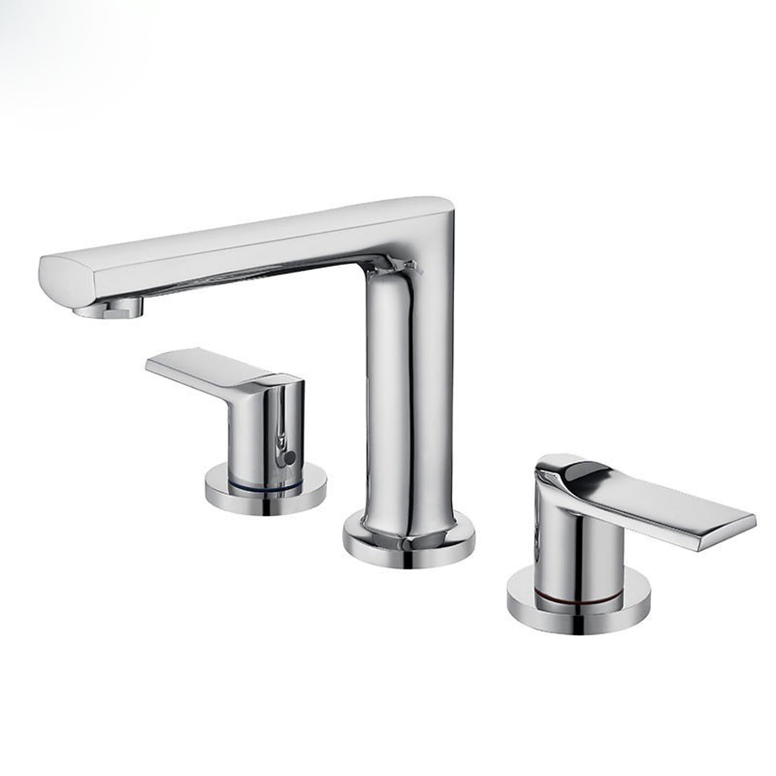 Biaoteng Chrome 3 Tap Hole Basin Mixer Set Double Handle Three Tap Hole Basin Taps Brass Hot Or Cold 3 Hole Bathroom Sink Tap,